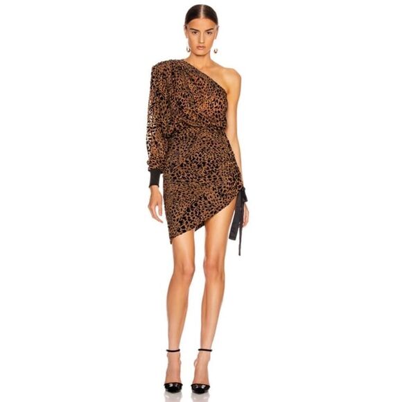 Retrofete One Shoulder Animal Print Neva Dress Size Small - Picture 1 of 12